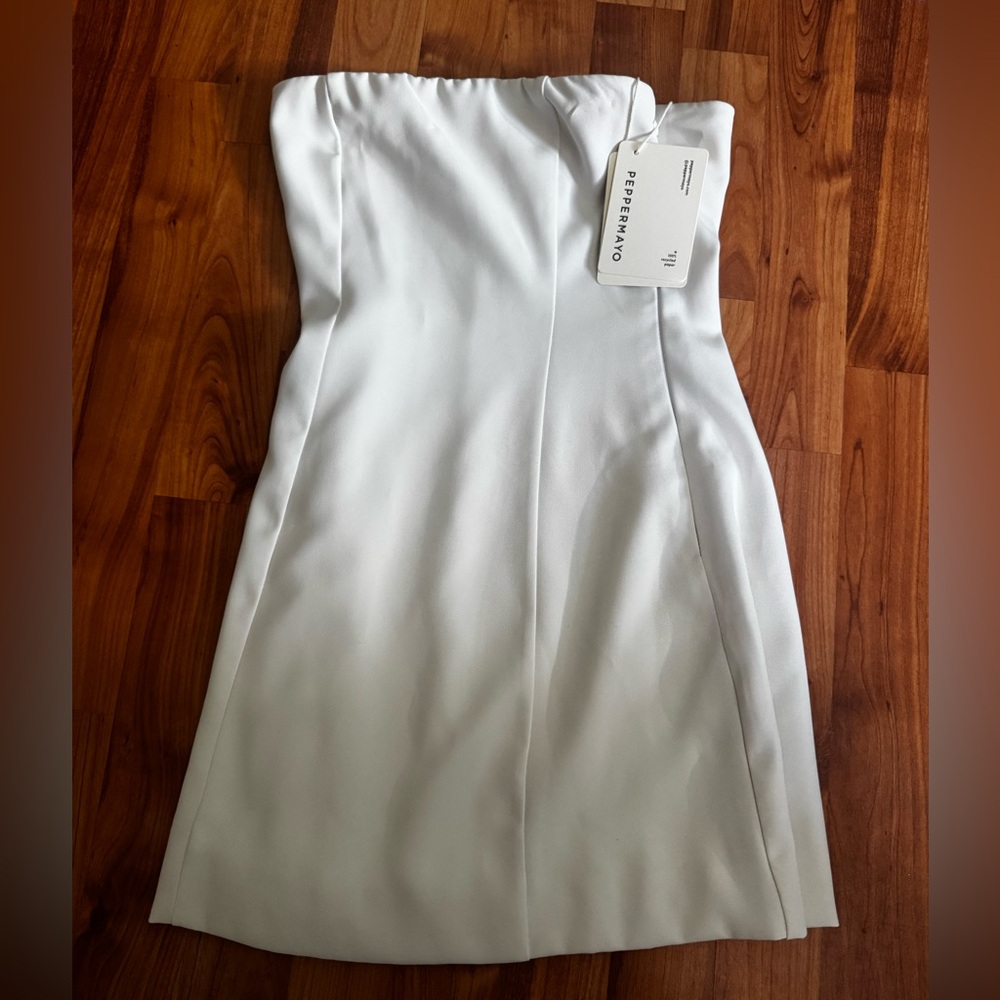 Peppermayo Ayanna White Strapless Mini Dress SOLD OUT ON WEBSITE (NEW WITH TAGS)